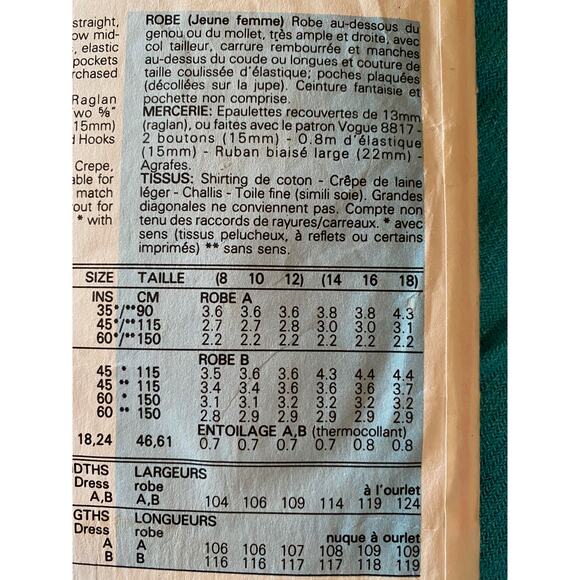 Vogue 9368 shirt dress pattern size 14 - Picture 5 of 6